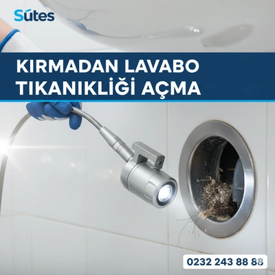 Lavabo tıkanıklığı nasıl açılır sorusuna Sutes'ten robotlu, kırmadan çözüm. İzmir lavabo tıkanıklığı açma servisi.